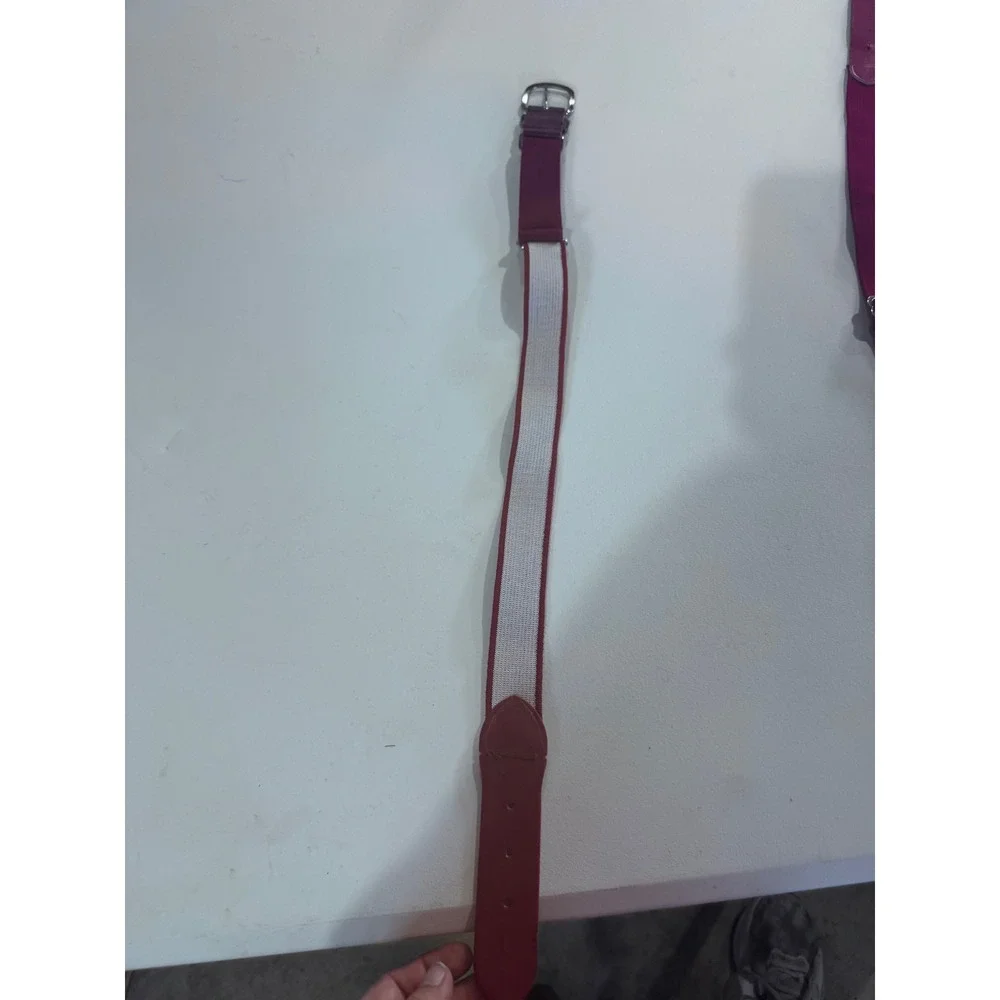 Kids Adjustable Elastic Baseball Belt Maroon Burgundy Silver Buckle Uniform